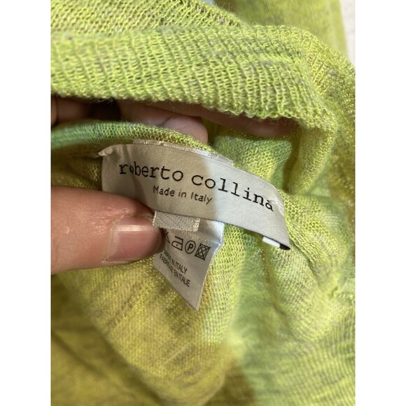 Roberto Collina Italian Luxury Fine Knit Linen Blend Sweater Bright Green Small - Picture 7 of 11